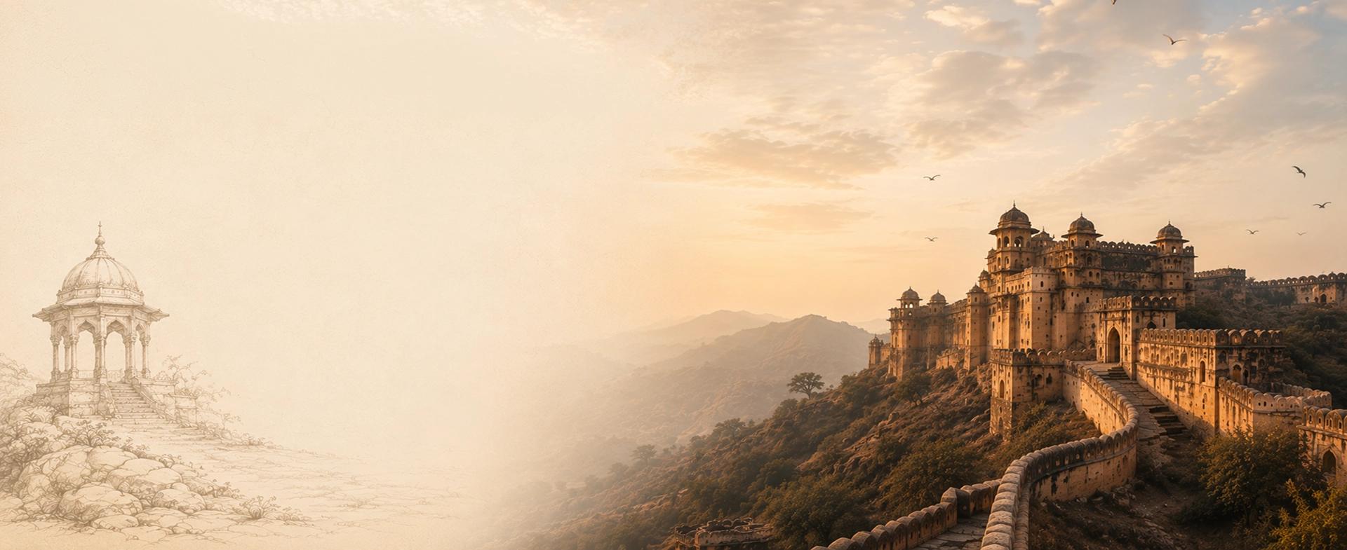 Amber fort over a heritage landscape
